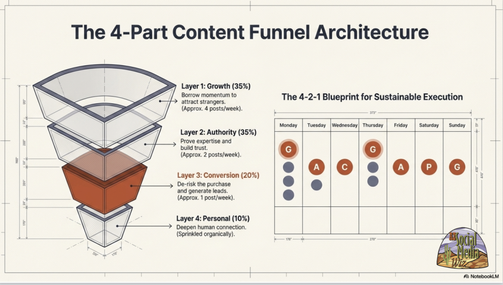4-part-content-funnel - AZ Social Media Wiz 4-part content funnel architecture