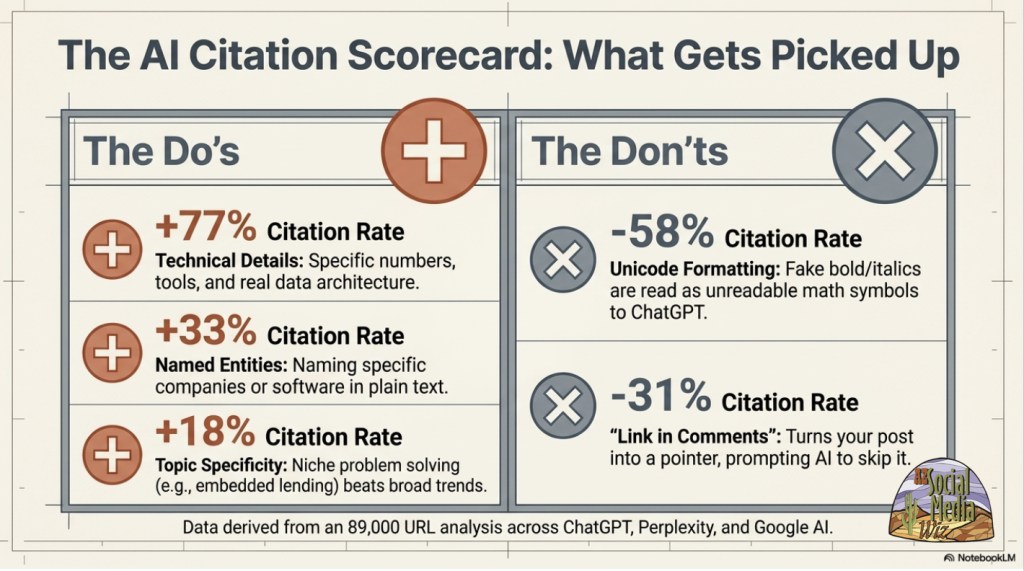 AI citation scorecard-LinkedIn - AZ Social Media Wiz Here’s what the AI answer bots pick up.