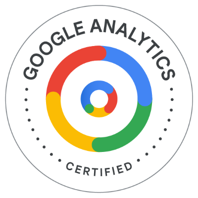 Google Analytics-Certification-2026 - AZ Social Media Wiz Google Analytics Certified badge with a multicolor circular logo and the text 'GOOGLE ANALYTICS CERTIFIED' around it.
