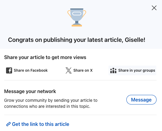 after publishing an article on LinkedIn, share it to your groups.