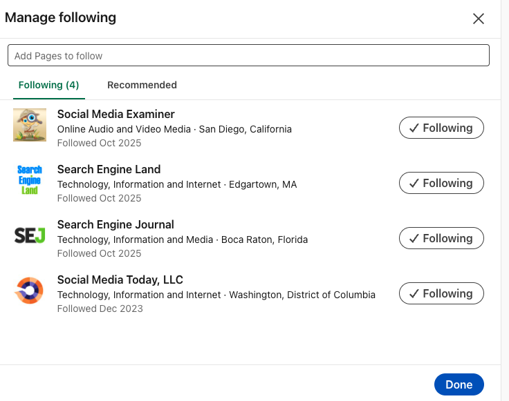 Follow other companies on LinkedIn with your business page.