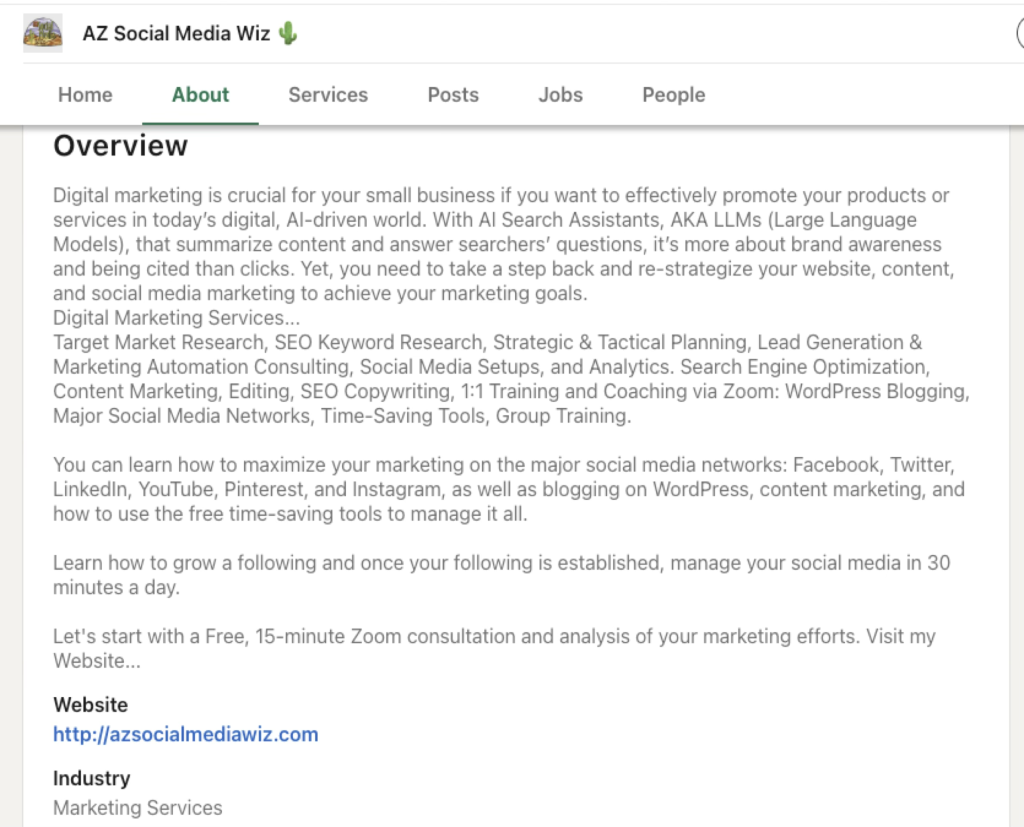 LinkedIn-Company-Page-Overview - AZ Social Media Wiz LinkedIn Company Page Overview