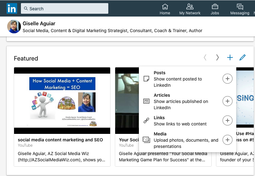 Social Media Marketing News: Feature posts, articles, links & media on your LinkedIn profile.