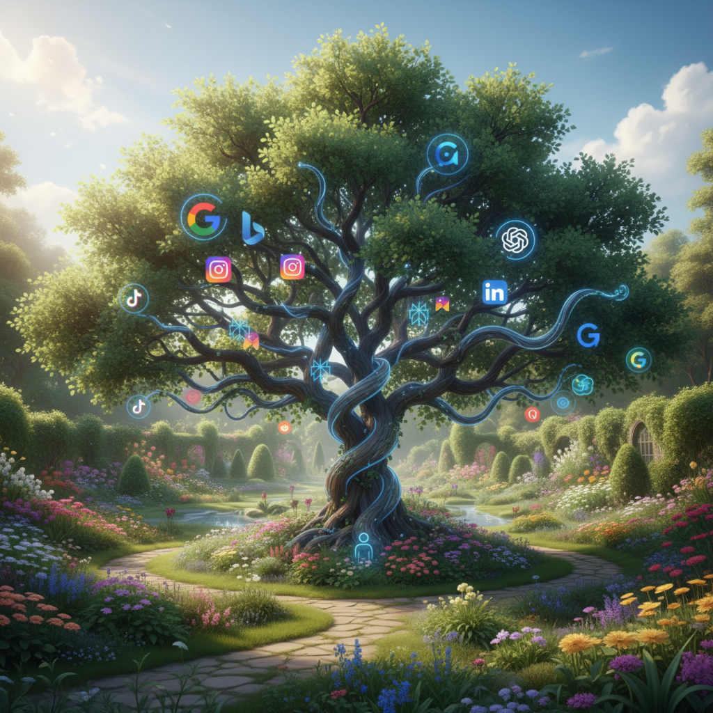 AI Search Icon tree in the AI evolution