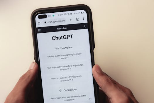 Smartphone with ChatGPT app AI Overviews